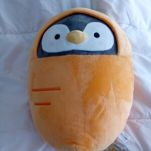 Plush Small Pet Bed Pillow - Orange Penguin Cozy Nest